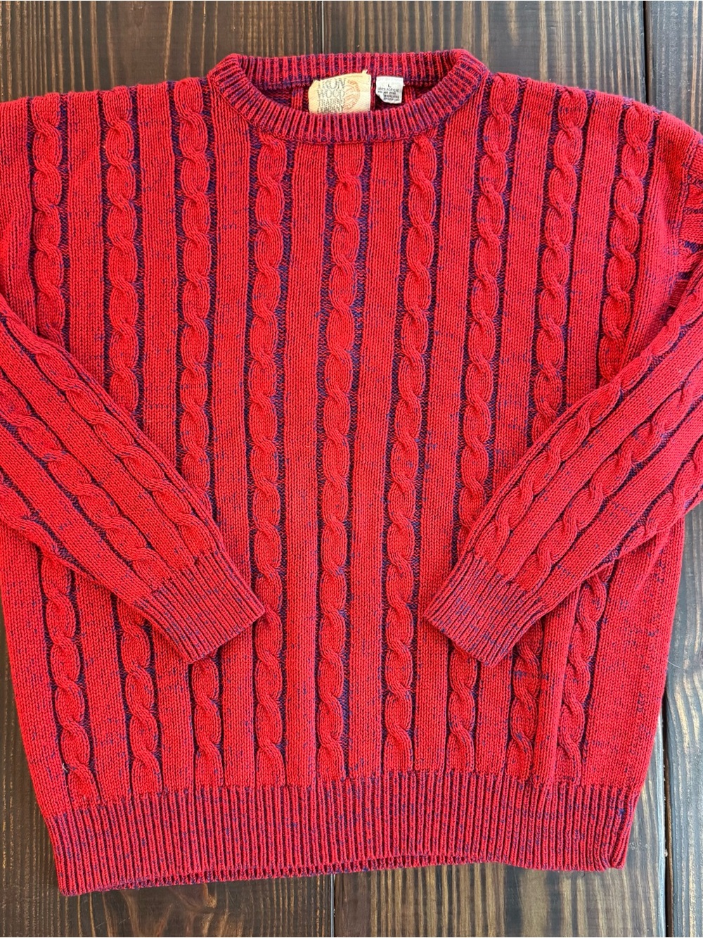 Vintage Men's Red Cable Knit Sweater 100% acrylic